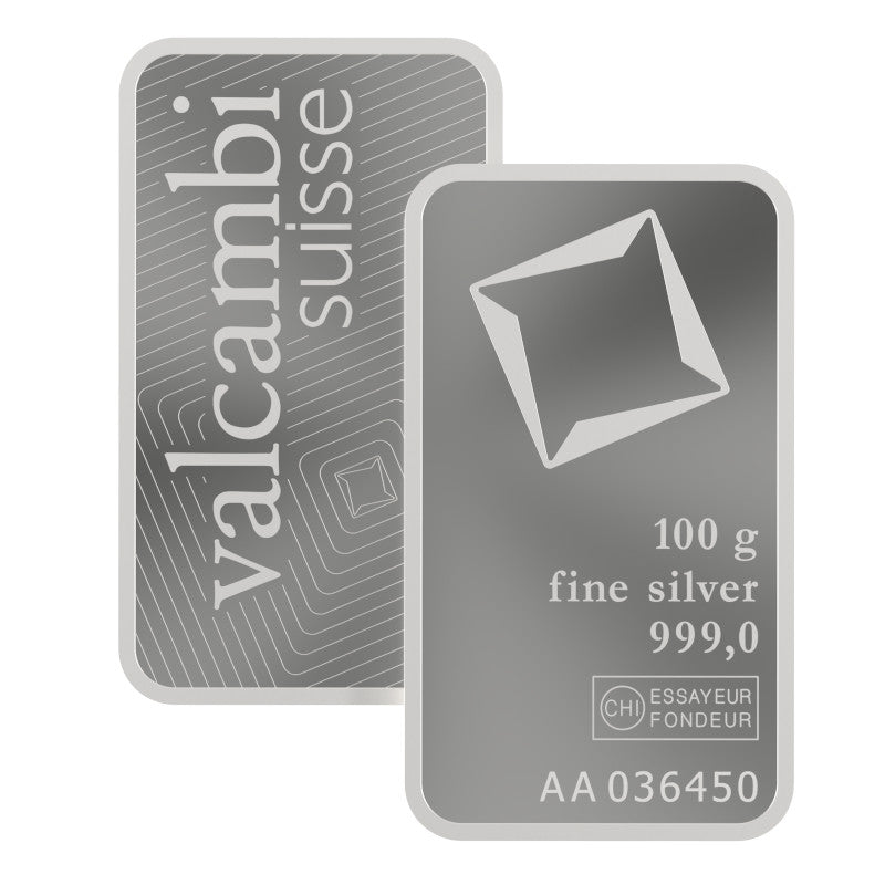 Valcambi Minted 100 g Ag 999 Silver Bar