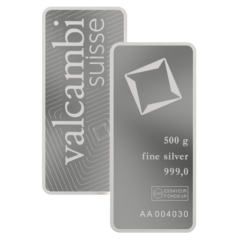 Valcambi Minted 500 g Ag 999 Silver Bar