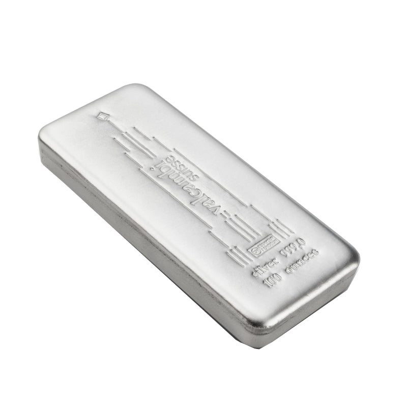 Valcambi 100 oz Ag 999 Motive Silver Cast Bar