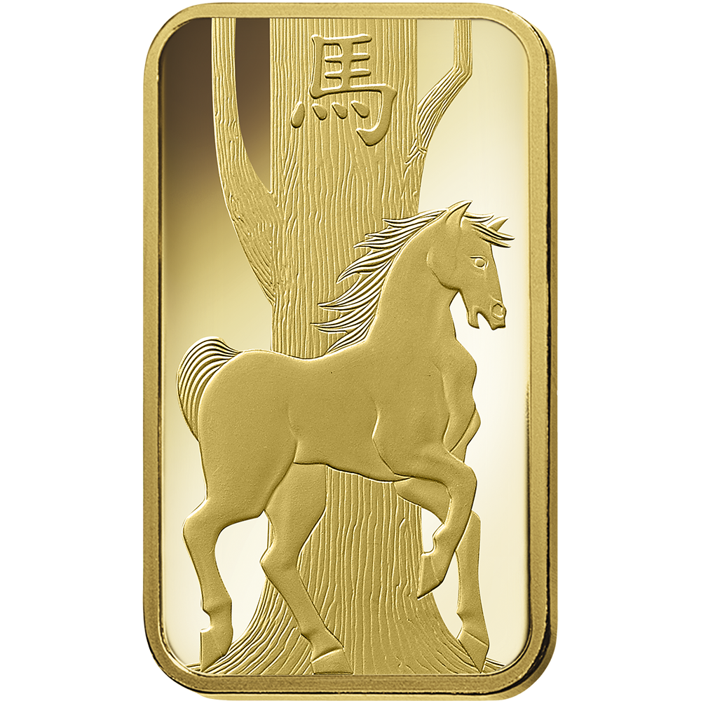 PAMP Lunar Horse Gold Minted Bar - 1oz