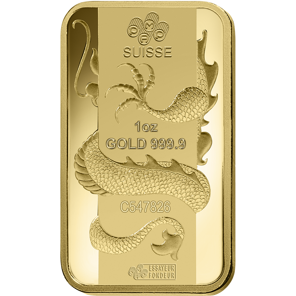 PAMP Lunar Dragon Gold Minted Bar - 1oz
